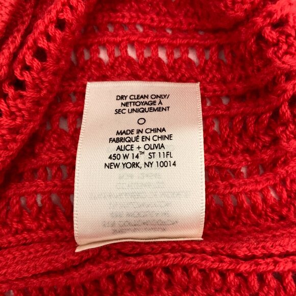 Alice + Olivia Winsor Deep V Slouchy Cardigan Size S Bright Poppy Cotton Wool - Picture 10 of 11
